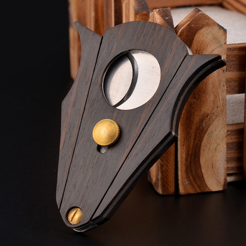 Portable high quality wooden cigar cutter tools mini smoking accessories cigar knife