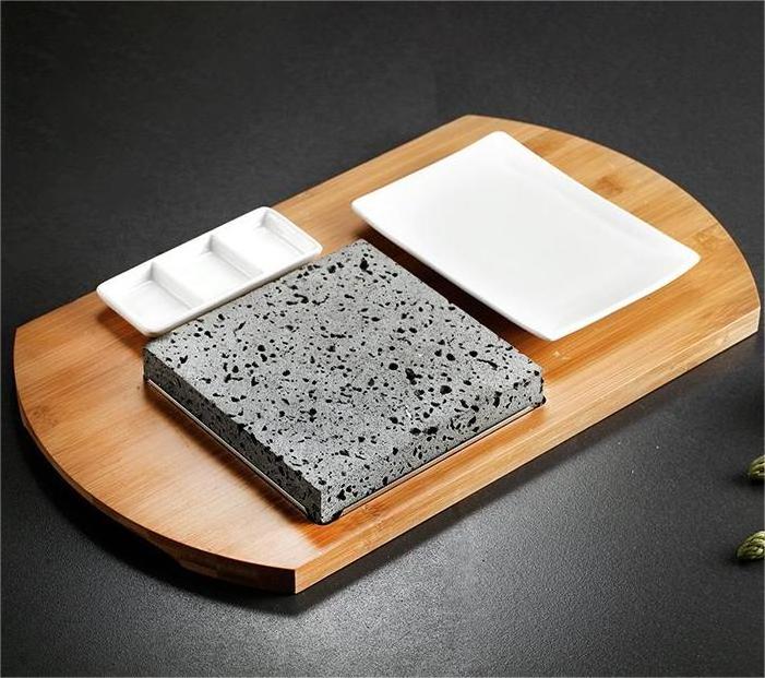 Popular kitchen steak stone hot cooking sets bbq grill lava basalt rock indoor bbq