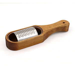 Kitchen stainless steel tools wooden cheese grater vegetable chopper with storage container