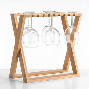 Free standing holder home party wine glass shelf rack hanging tall upside down