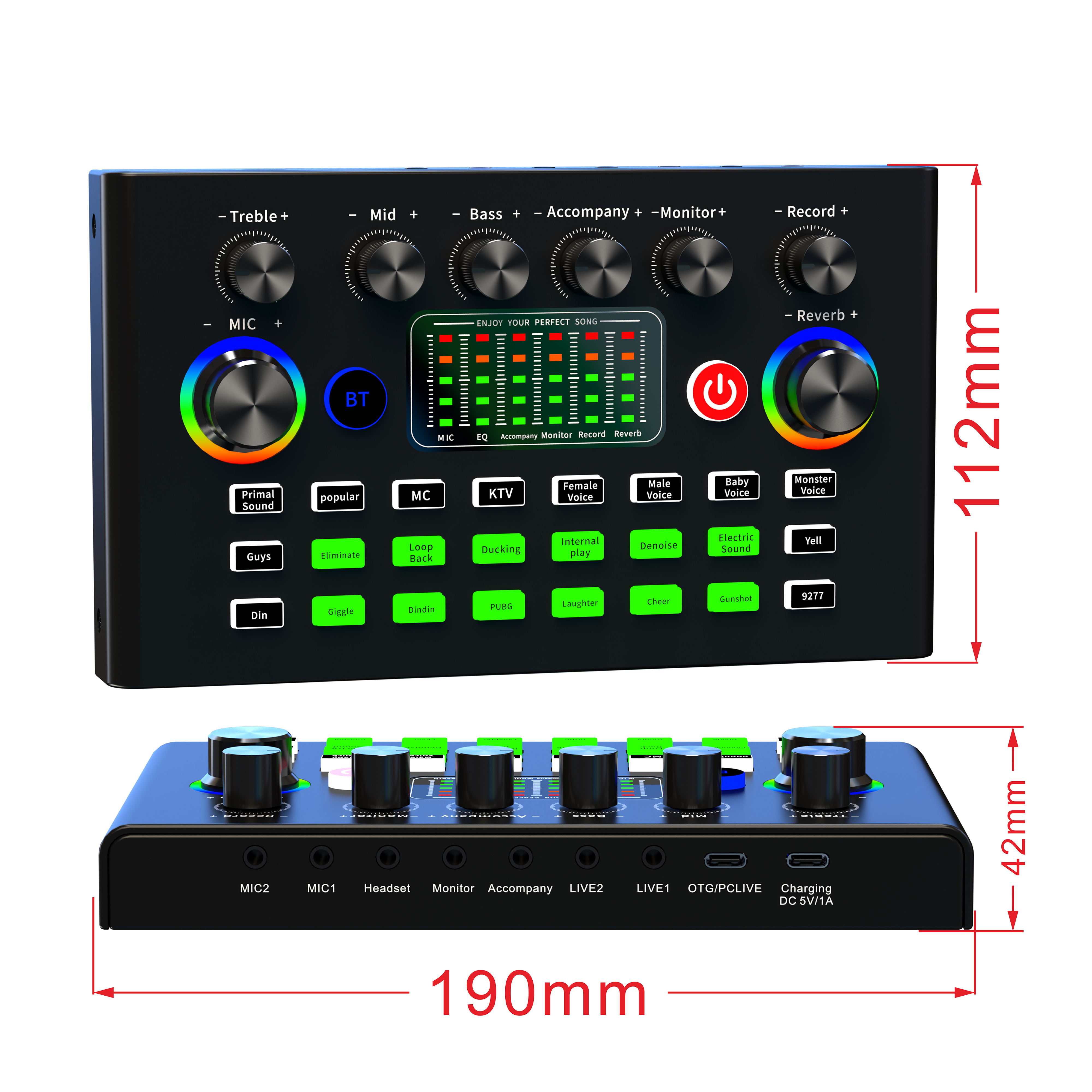 Podcast soundcard with XLR Condenser Microphone for Record Studio Recording Youtuber Streaming 48V Sound Cards