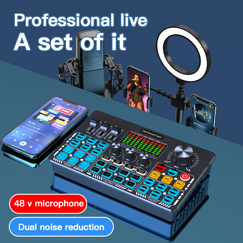 Podcast Equipment Bundle Podcast Mixer Condenser Microphone Monitor Headphone Soundcards Podcast Sound Cards Audio Mixers