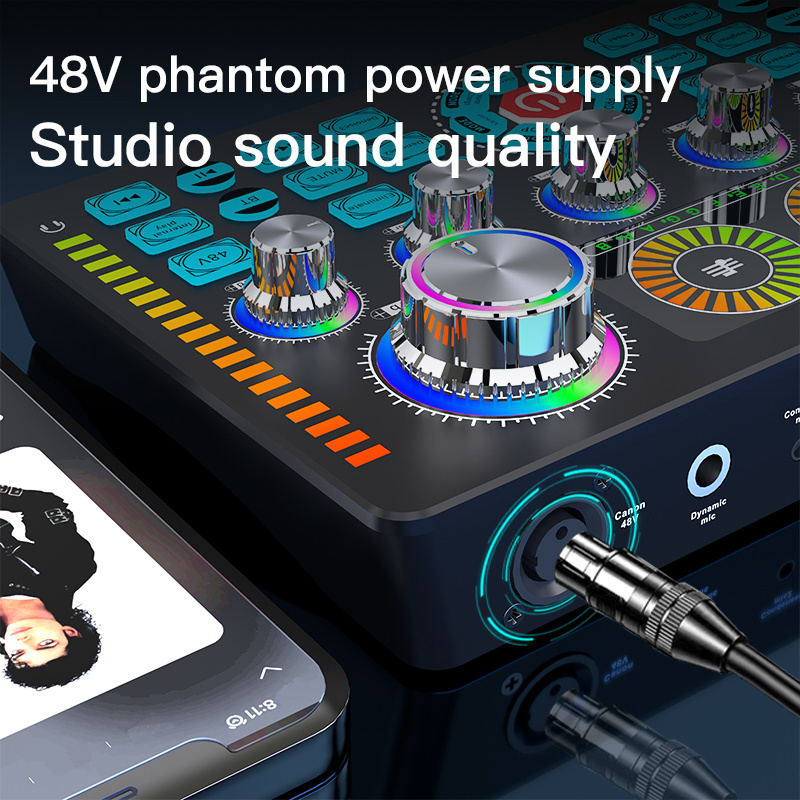 Podcast Production Studio Kit Professional 48V Desktop Condenser Microphone With Sound Card for Laptop