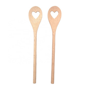 beech wooden heart shape slotted cooking tools utensil kitchen spoons