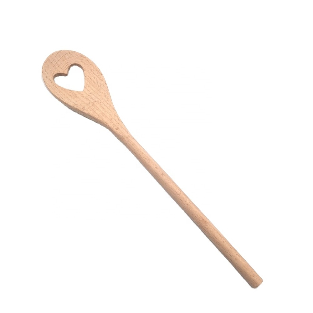 beech wooden heart shape slotted cooking tools utensil kitchen spoons