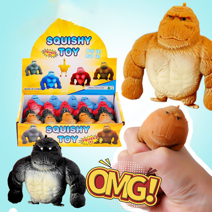 2024 New stretchy chubby figure monkey sqishy toys squishy soft tpr gorilla suit stress relief squeeze squishy toys