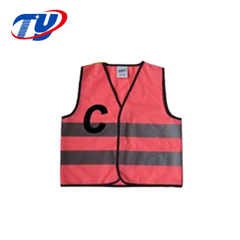 Child wear knitted red vest safety reflective vest