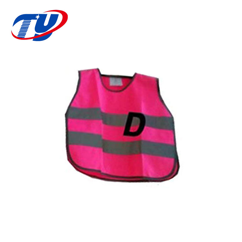 Child wear knitted red vest safety reflective vest