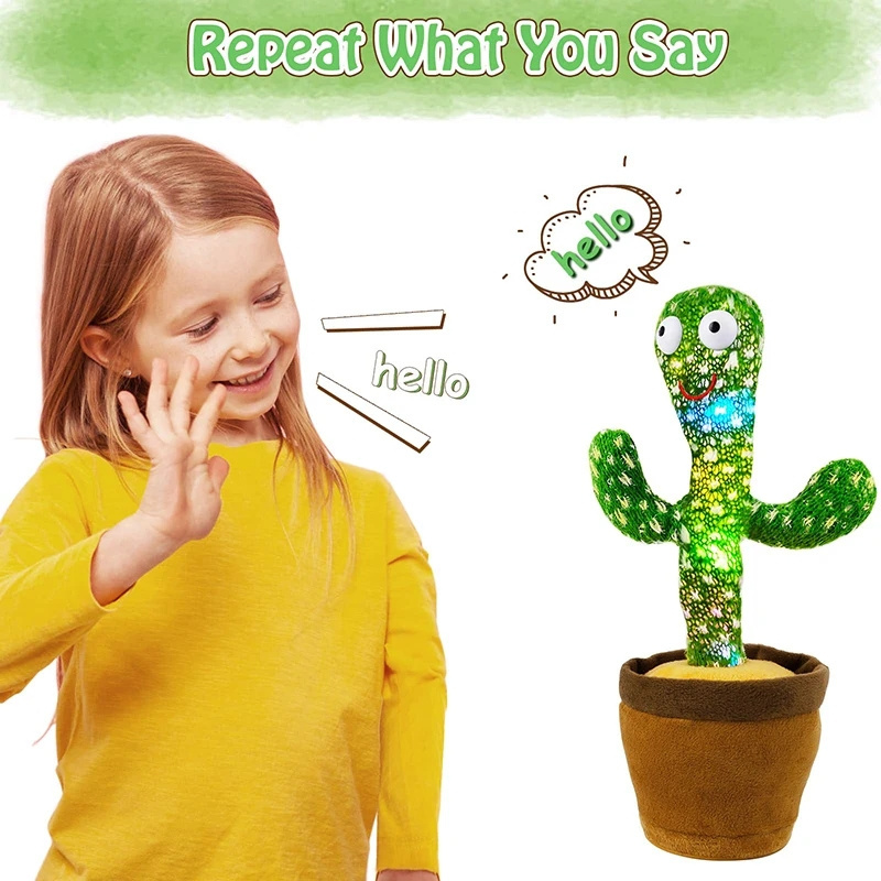 Wholesale Super Funny Kids Singing Talking Dancing Cactus Plush Toys USB Charging Electric Cactus Education Plush Toy for Kids