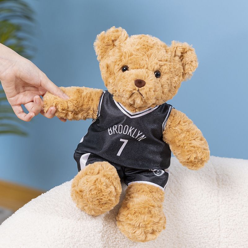 Basketball Fans Gifts NBA Jersey Bear Plush Toy Cool Sport Shirt Teddy Bear Soft Doll Stuffed Animals for Kids Bear Plushie Toys