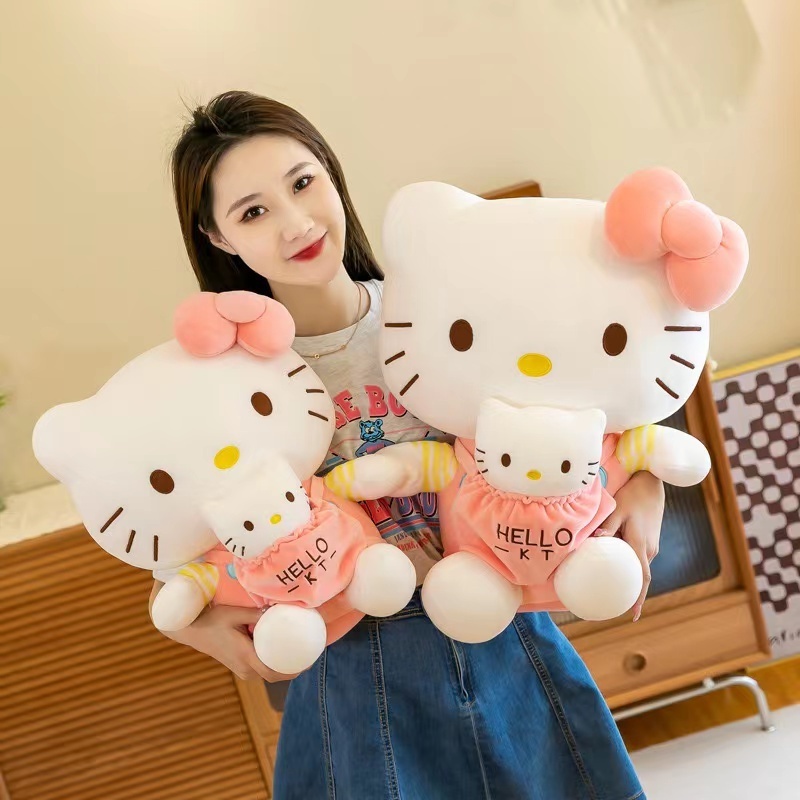 2024 Sanrioed Plush Bags Kawaii Kitty Plush Backpack Stuffed Animals Dolls Toys Plushie Bag Anime Cartoon Kt Shoulder Bags Girls