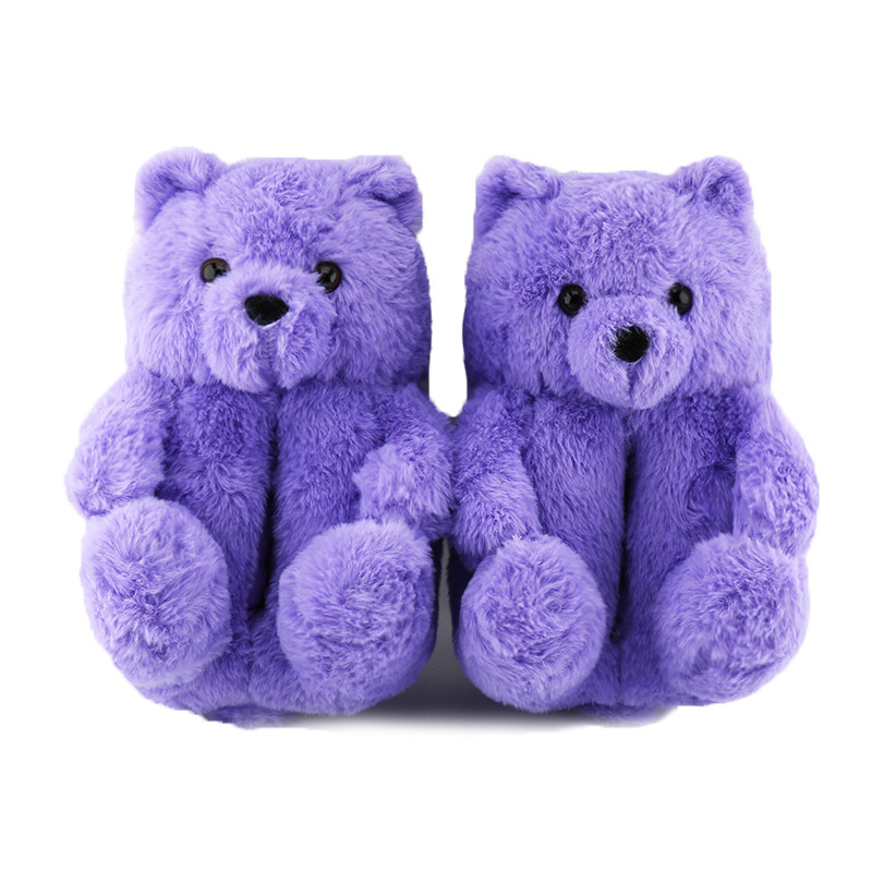 Factory Custom Warm Teddy Bear Plush Slipper Indoor Home Winter Cartoon Animal Stuffed Plush Slipper Shoes One Size Fits all