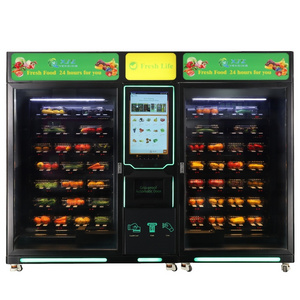 Double Cabinet Touch Screen XY Axis Elevator System Vegetables Fruit Cupcake Fresh Food Salad Vending Machine