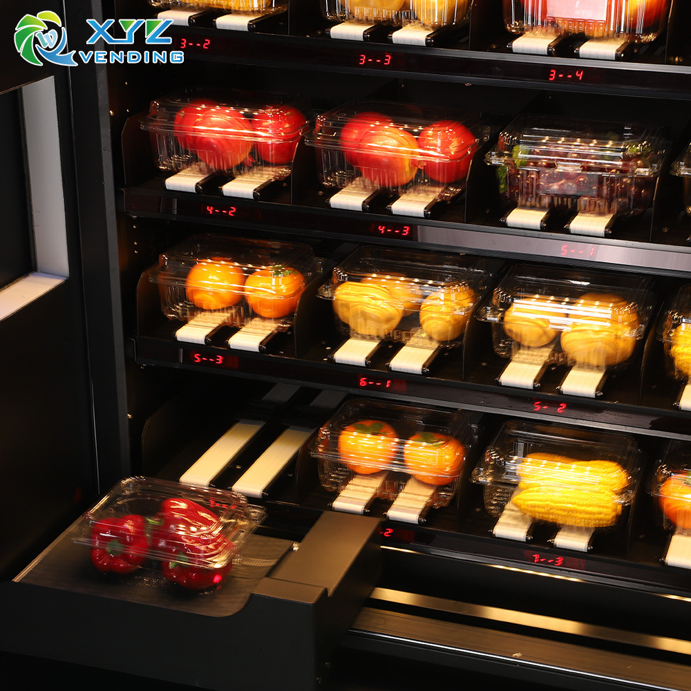 XYZ Touch Screen XY Elevator Fruit Automatic Hamburger Milk Salad Food Vending Machines For Retail Items