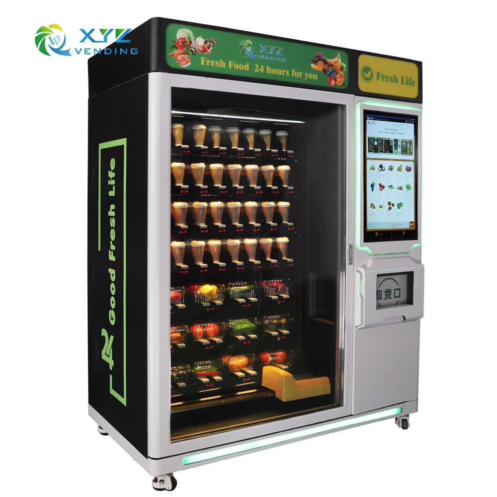 XY Axis Lift System Steel Metal 32 Inch Touch Screen Digital Automatic Fresh Food Vending Machines Sale