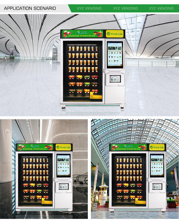 Hospital School Airport Big Cabinet Double Conveyor Belt Outdoor Fresh Food Touch Screen Combo Vending Machine