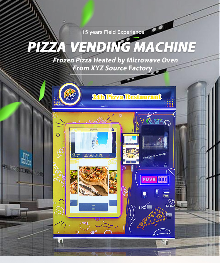 Shopping mall business banknote credit card automatic heated hot food combo frozen pizza vending machine