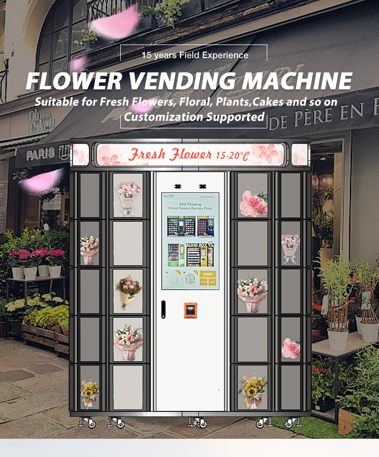 Vending machine with humidty and temperature green plants fresh bouquets automatic flower marine vending