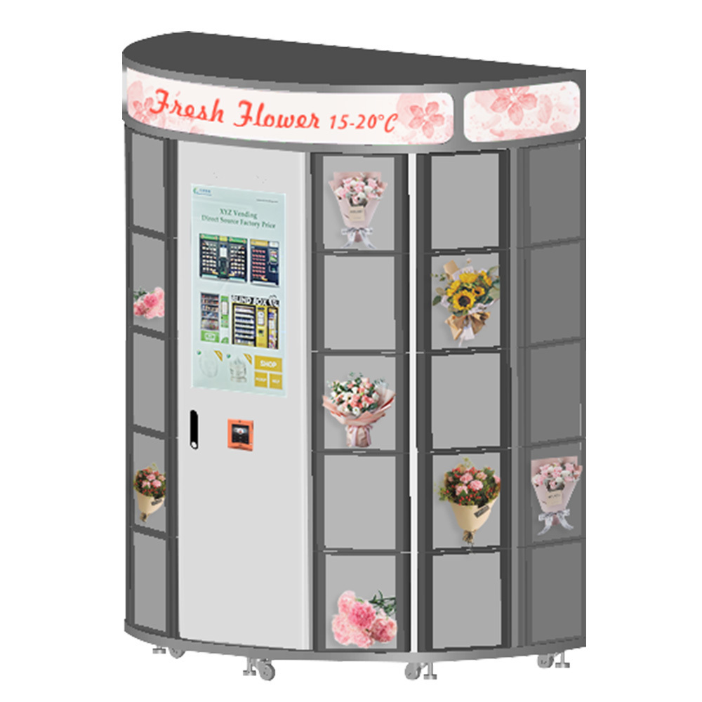 Automatic door lockers smart control temperature cool cake bouquets fresh flower vending machine