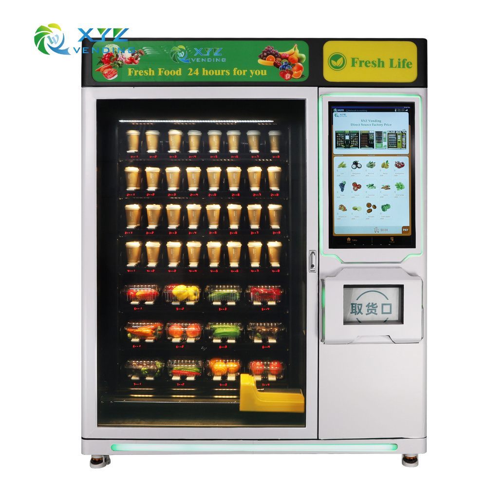 XY Axis Lift System Steel Metal 32 Inch Touch Screen Digital Automatic Fresh Food Vending Machines Sale