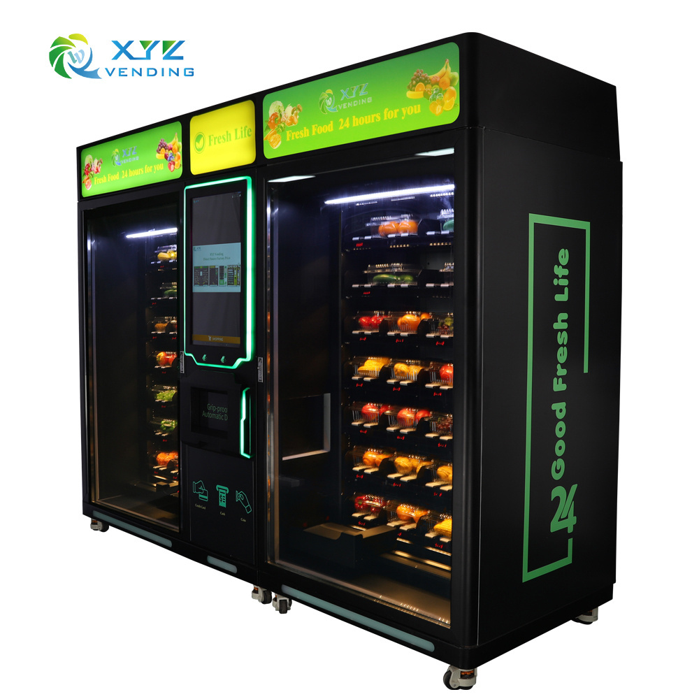 Automatic Combo Coin Operated Banknote Refrigerated Touch Screen Food Salad Sandwich Vending Machine