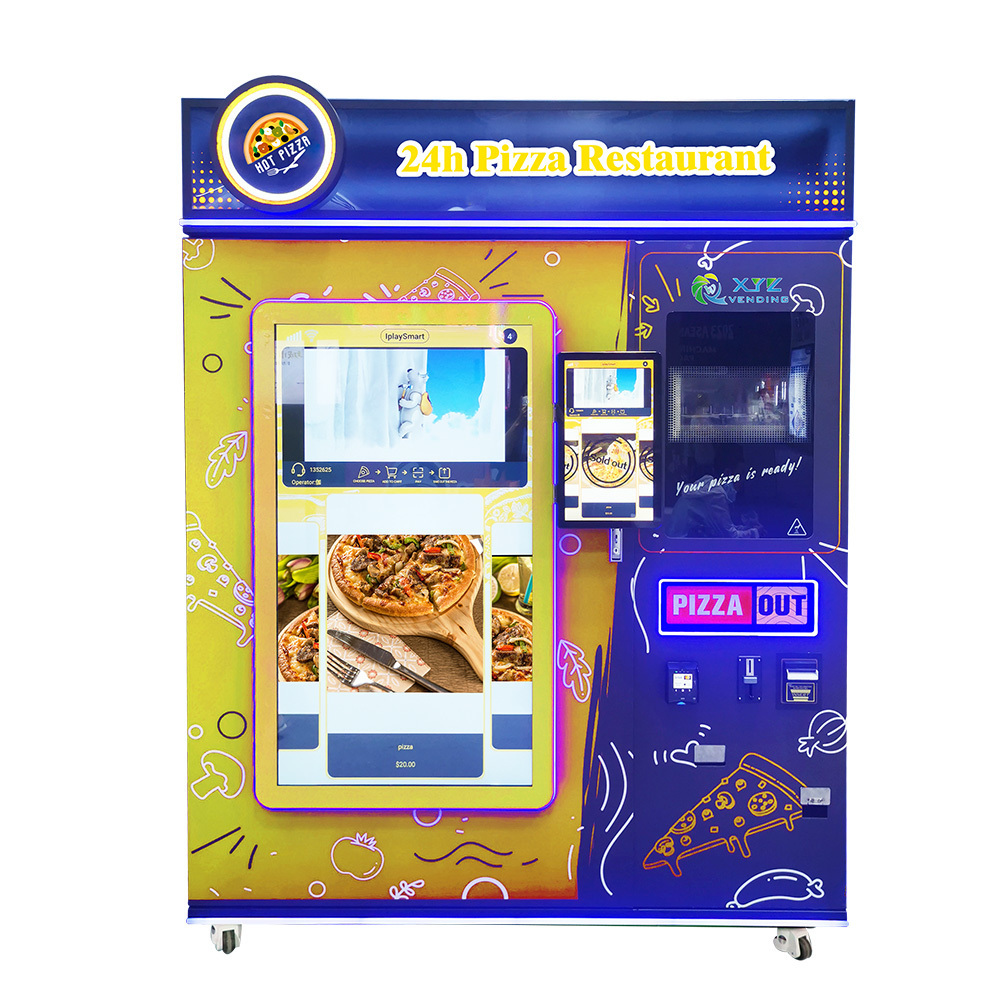 XYZ Touch screen banknote coin fresh fast food hot meal automatic pizza vending machine for sale