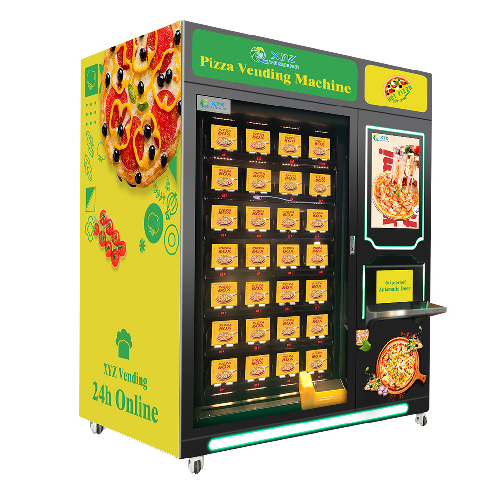 Shopping mall business banknote credit card automatic heated hot food combo frozen pizza vending machine