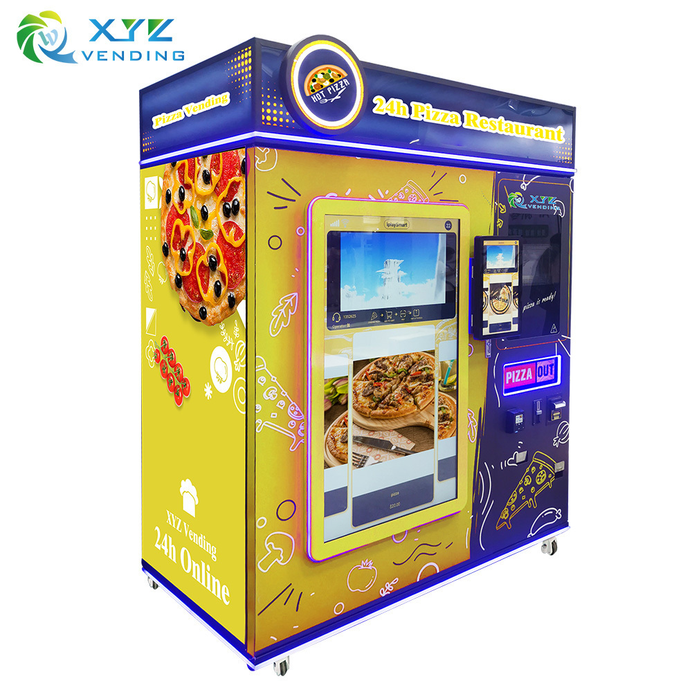 Shopping mall business banknote credit card automatic heated hot food combo frozen pizza vending machine