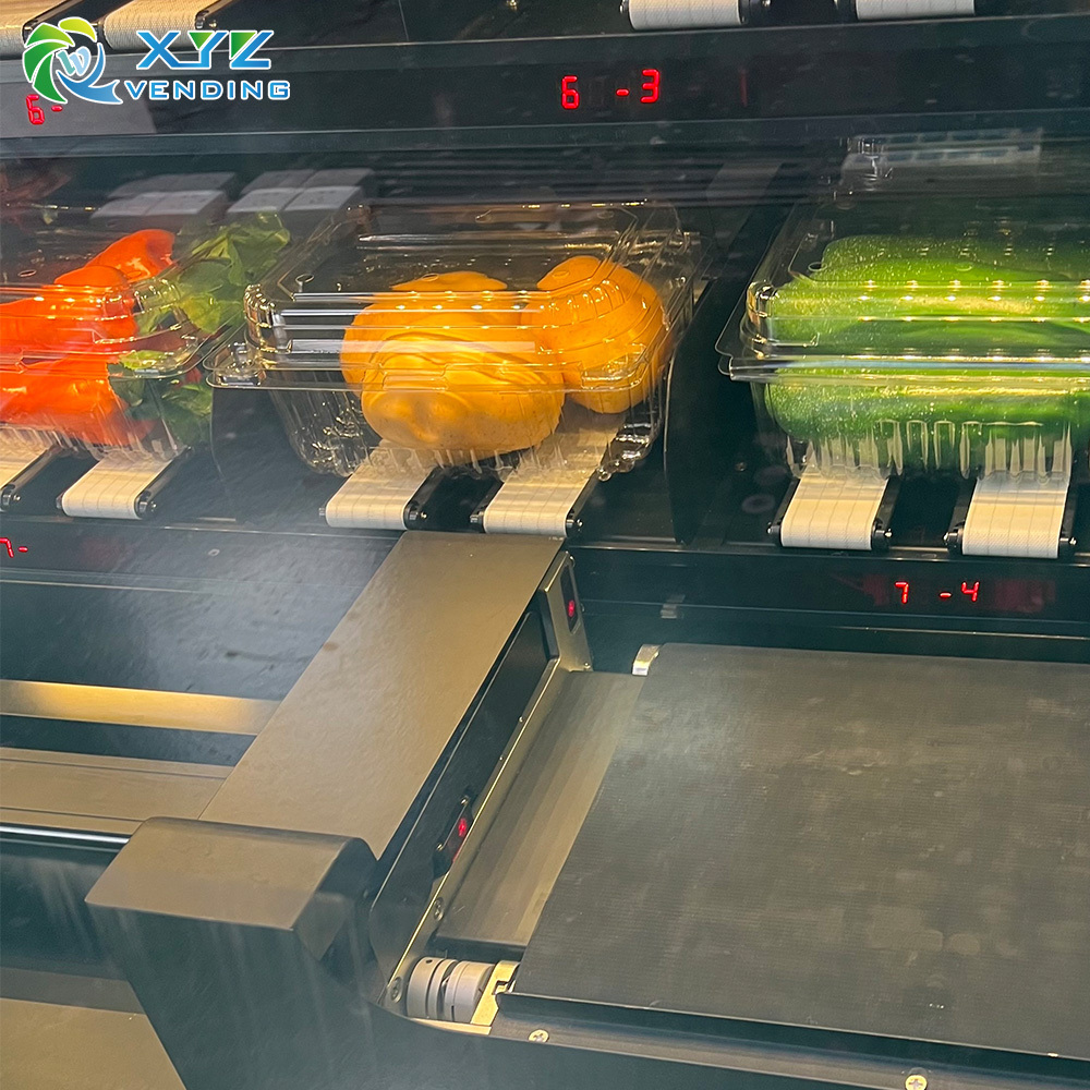 Double Cabinet Touch Screen XY Axis Elevator System Vegetables Fruit Cupcake Fresh Food Salad Vending Machine