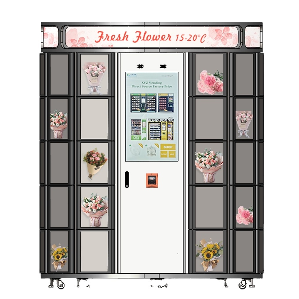 Automatic door lockers smart control temperature cool cake bouquets fresh flower vending machine