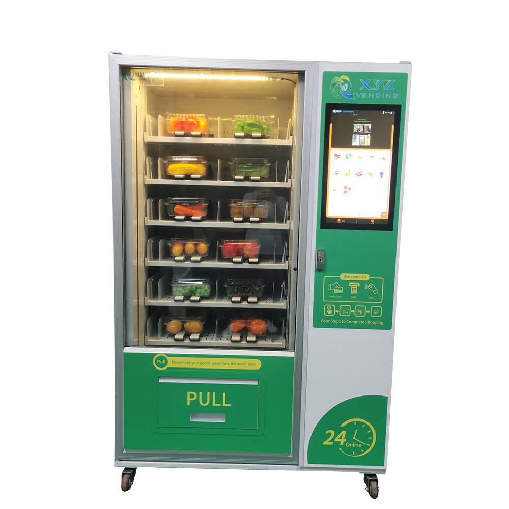 21.5 inch touch screen elevator drink salad fruit fresh food cupcake combo cake vending machine