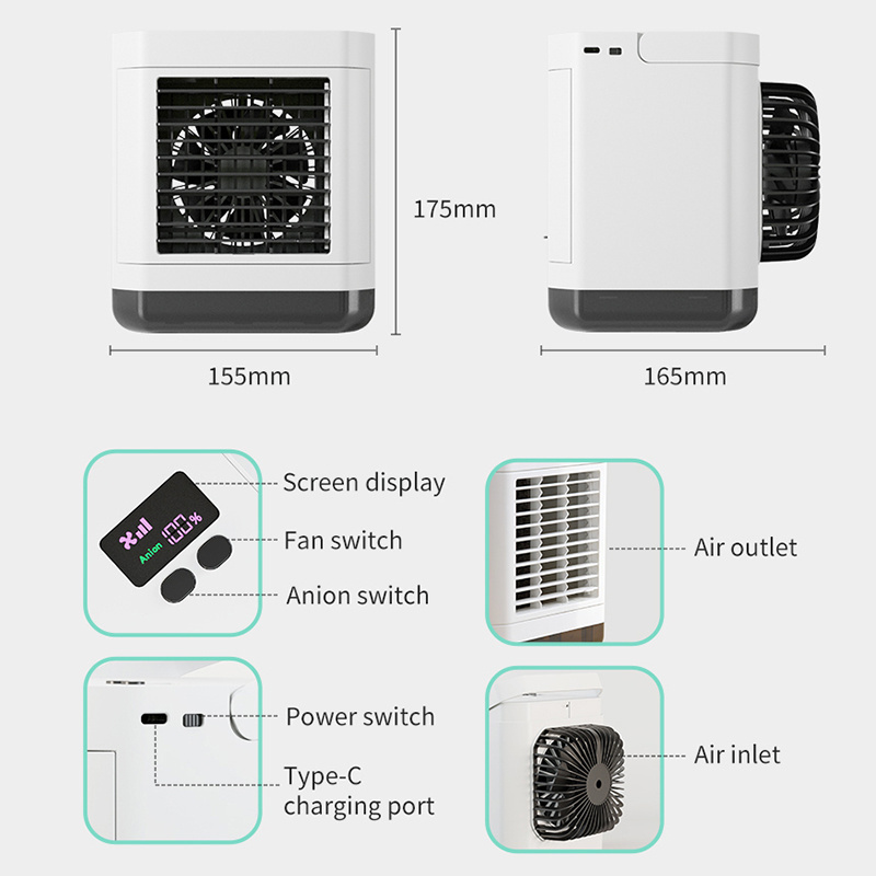 Portable Mini Cooling Air Conditioner Fan USB Charging Small Water Desktop Cooler Fan for Home Office