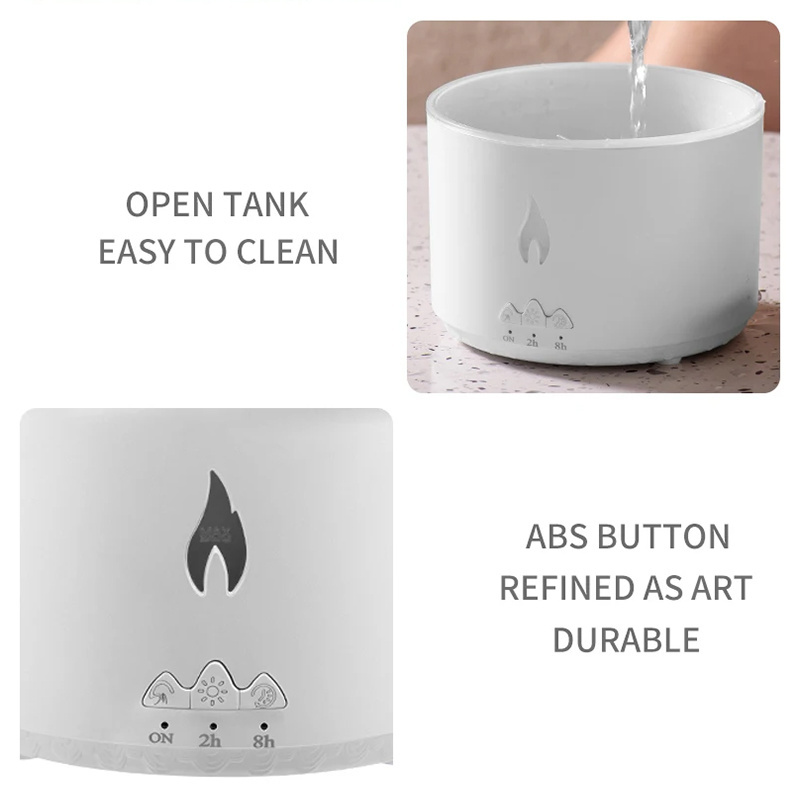 Custom Volcanic Flame Electric Aroma Air Essential Oil Machine Diffuser With Flame Light Mist Humidifier