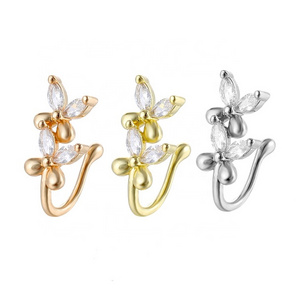 Wholesale 2023 Butterfly Zircon Fake Fancy Piercing Nose Ring Nose Cuff Non Piercing