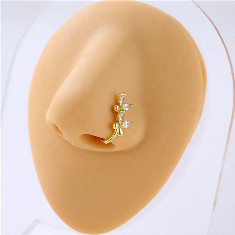 Wholesale 2023 Butterfly Zircon Fake Fancy Piercing Nose Ring Nose Cuff Non Piercing