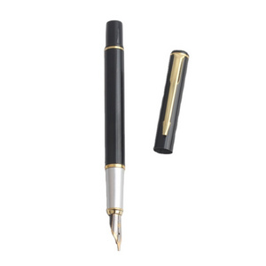 WENYI Black metal fountain pen with replaceable ink cartridge for students practicing handwriting