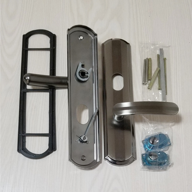 Modern Design High Quality Stainless Steel Door Iron Lever Handle Interior Solid Steel Lock Door Lever Handle Plate