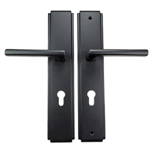 Modern Design High Quality Grey Black Steel Lock Door Lever Handle Interior Iron Lever Handle Plate for Door Use