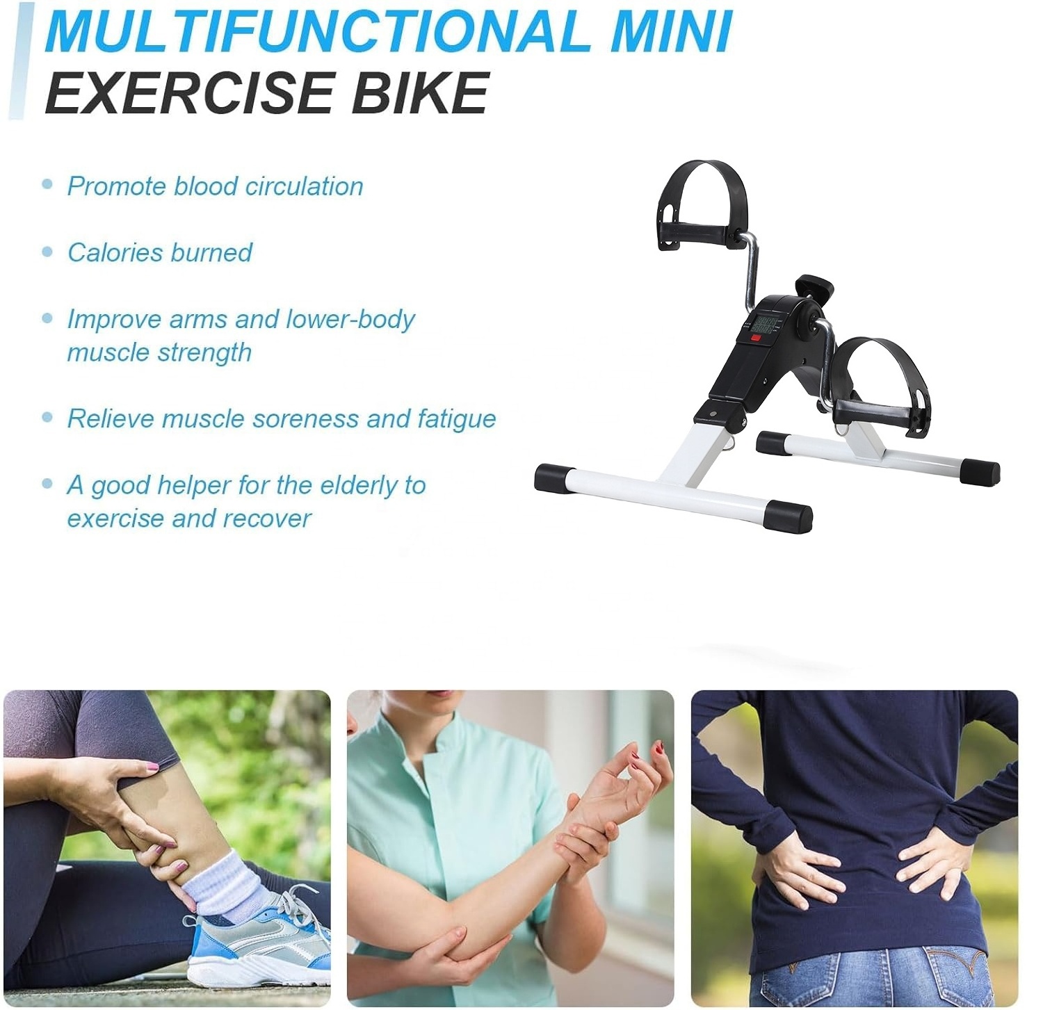 Hot Sale Steel Material with LCD Display Mini Under Desk Foot Pedal Exerciser For Arm&Leg