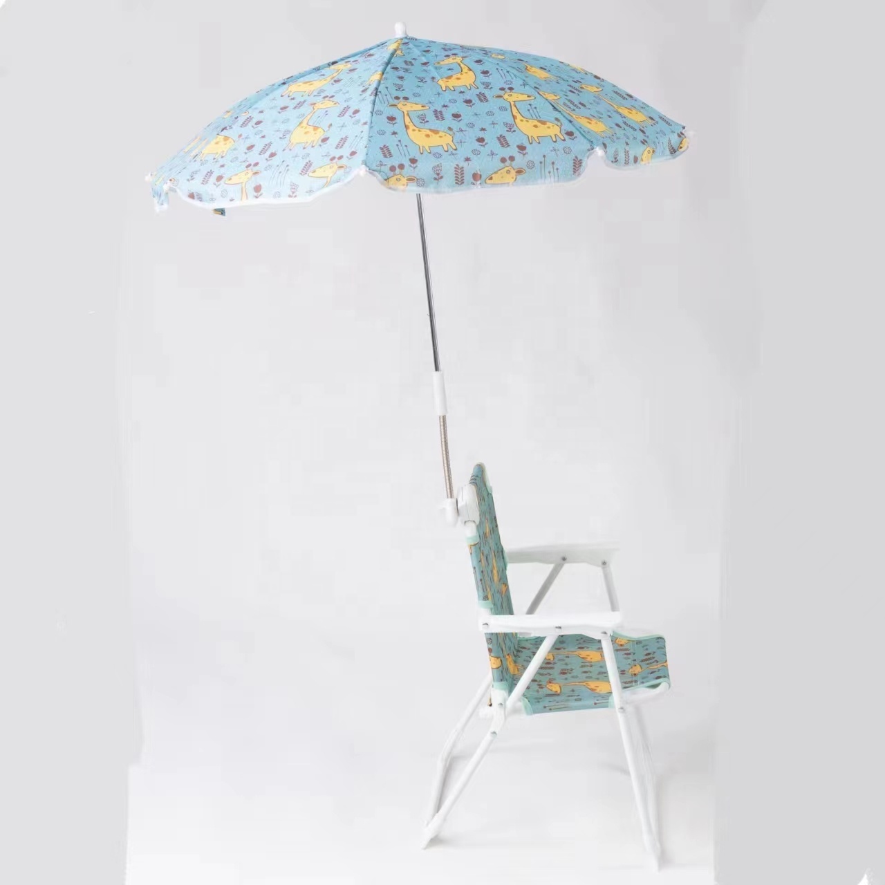 Holiday baby beach chair with umbrella Cartoon animal Sun protection folding chair Portable