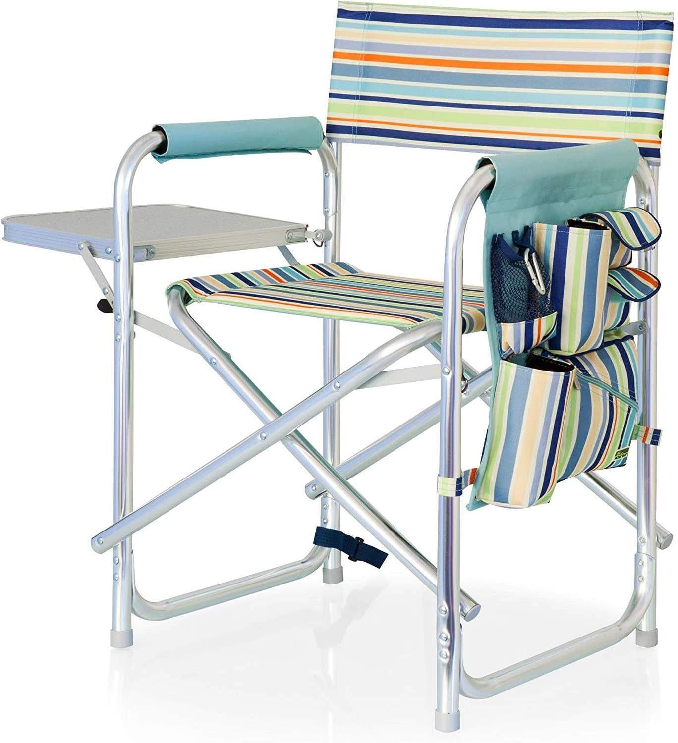 New Products Aluminum Heavy Duty Beach Chair with Folding Mini Table Portable Camping Chair for Picnic