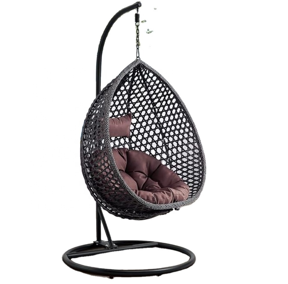 Hanging egg swing chair with bracket hanging rattan wicker hammock with upholstery suitable for bedroom outdoor terrace balcony