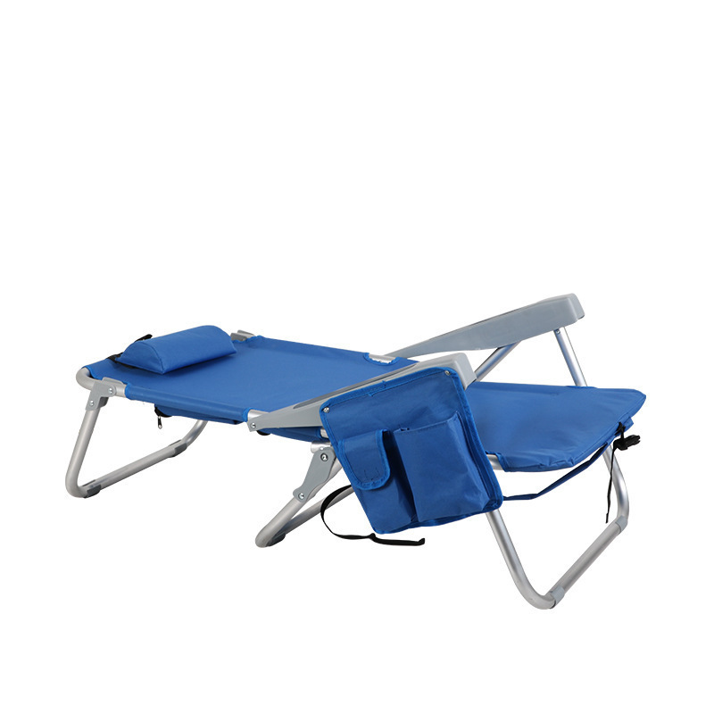 Wholesale portable Outdoor Aluminum Beach Lounge Chair wooden armrests Portable beach chair