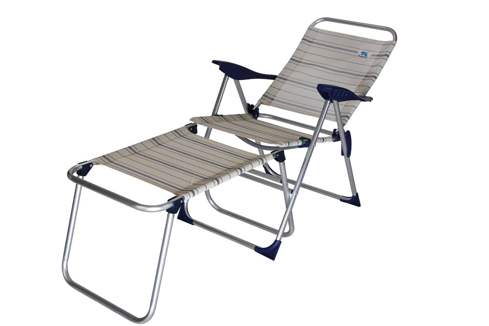 Aluminium Outdoor Adjustable Folding Camping Lounger Chaise Beach Chair Footrest