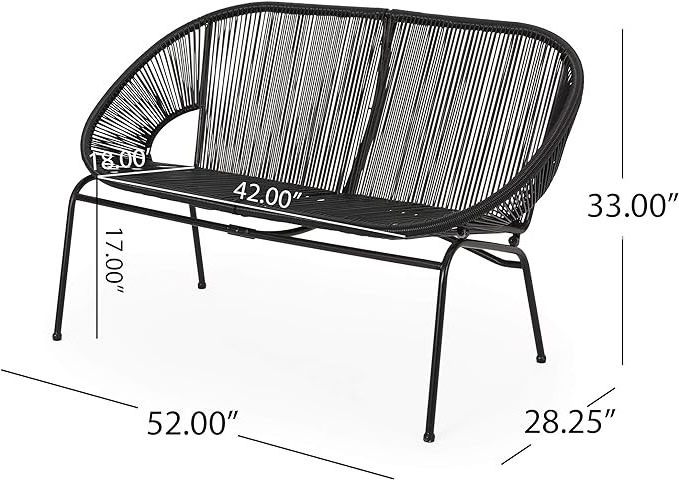 Outdoor Patio Wicker Metal Stackable Acapulco Loveseat Egg Rattan Chair