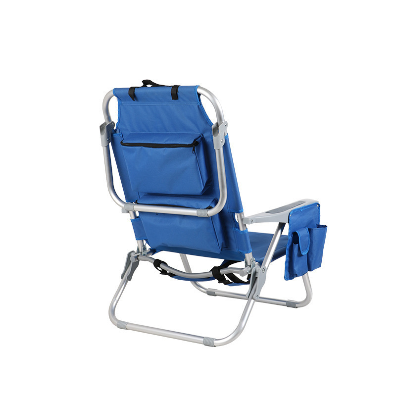 Wholesale portable Outdoor Aluminum Beach Lounge Chair wooden armrests Portable beach chair