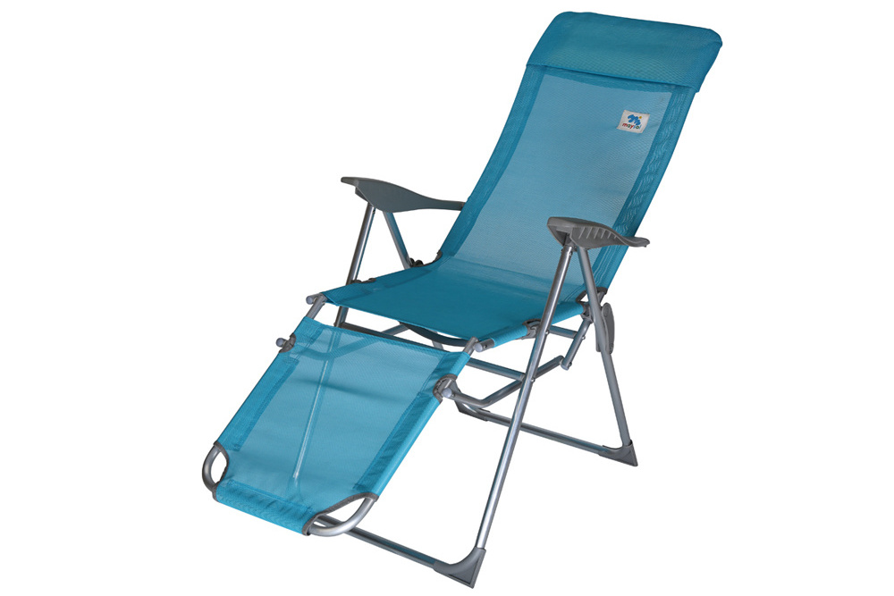 Aluminium Outdoor Adjustable Folding Camping Lounger Chaise Beach Chair Footrest