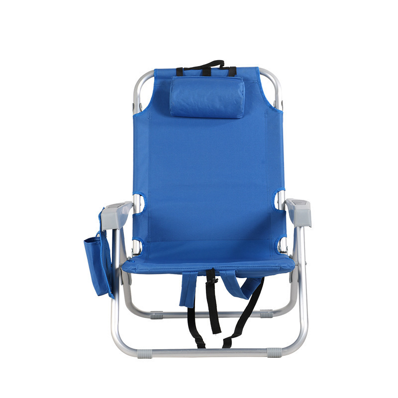 Wholesale portable Outdoor Aluminum Beach Lounge Chair wooden armrests Portable beach chair