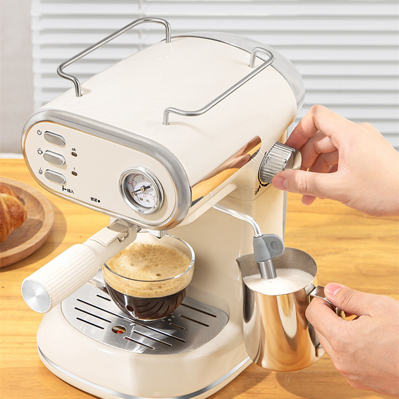 2022 New arrival Retro espresso machine semi automatic coffee maker with one-click operation coffee maker