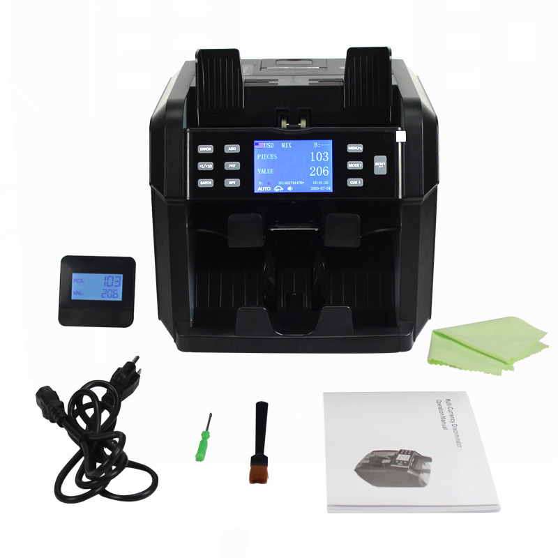 XD-2400 Mixed Value counter Fake notes sorter Money counter with Receipt printing function High quality Money Counting Machine